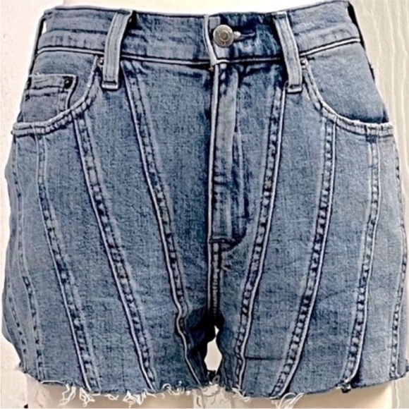 pistola Pants - PISTOLA Light Blue Striped Jean Shorts Sz 27